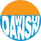 Logo mit orangenem Halbkreis über dem Text "DAWISN" in großen weißen Buchstaben.